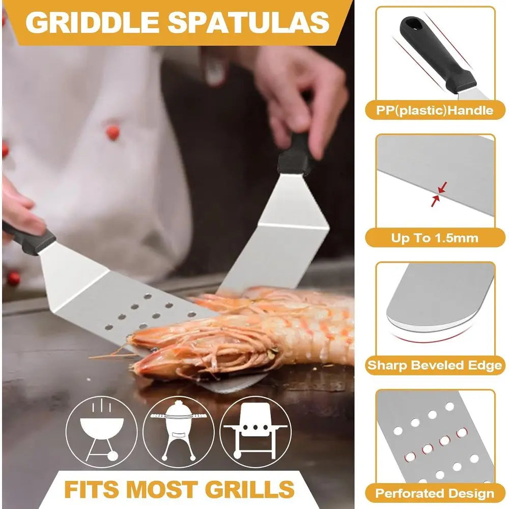 Griddle Accessories Kit Five Piece Heavy Duty Stainless Steel by S And B Enterprise