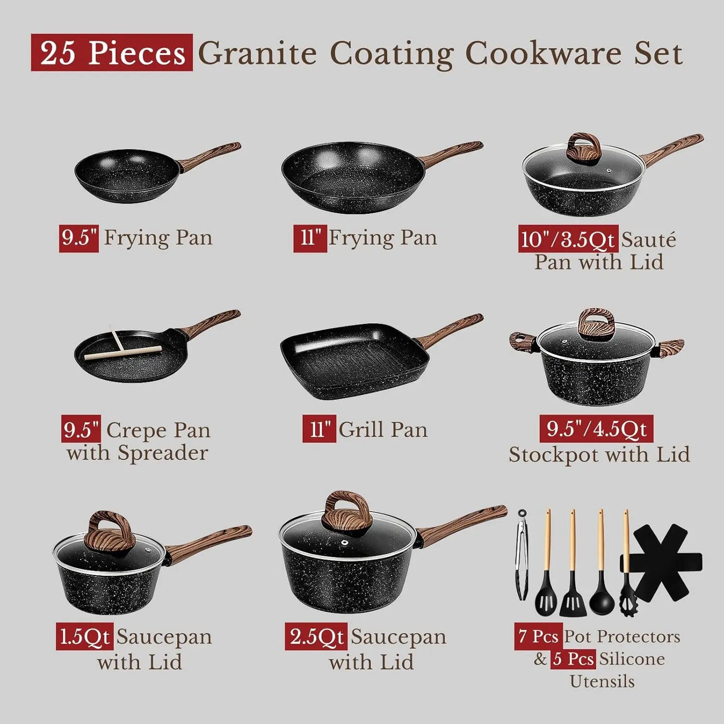 Nonstick Ceramic Cookware Set Induction Compatible PFAS Free