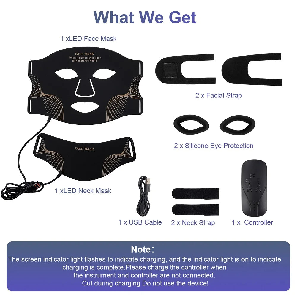 Iebilif Face Neck LED Mask With 7 LED Light Therapy by S And B Enterprise