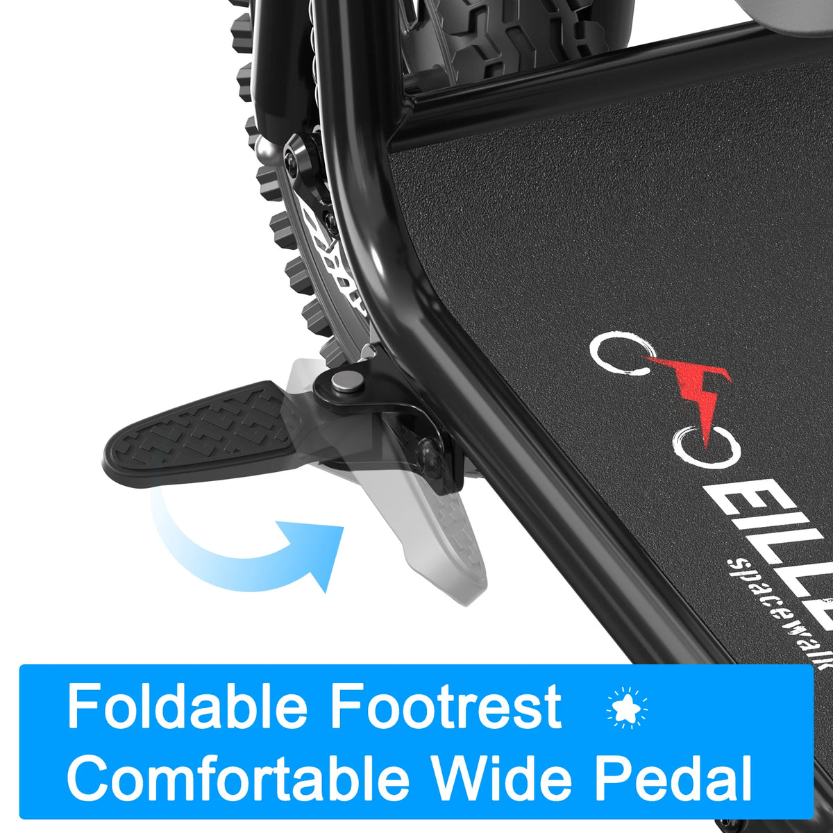 Spacewalk electric scooter with seat by S And B Enterprise; foldable footrest, wide pedal, black frame, 14" tires