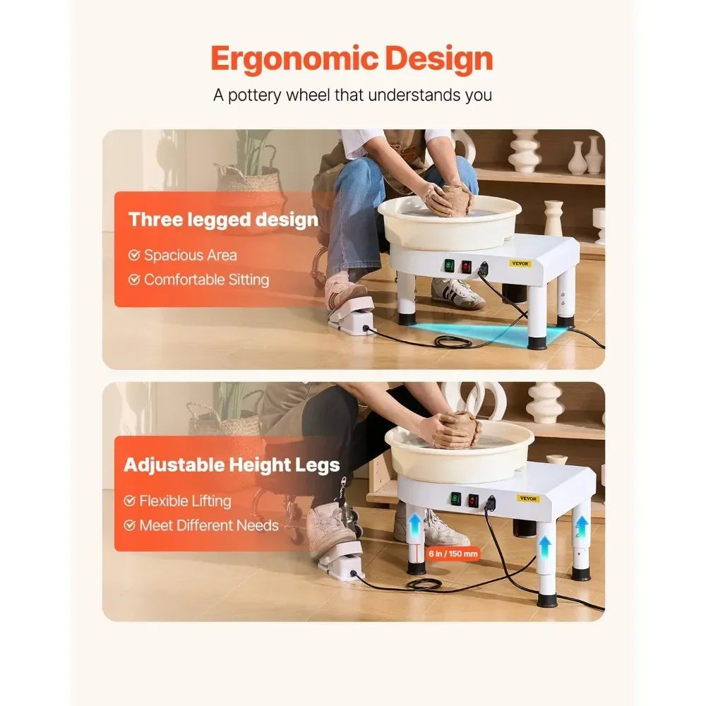 VEVOR 450W Pottery Wheel For Adults With Detachable Basin