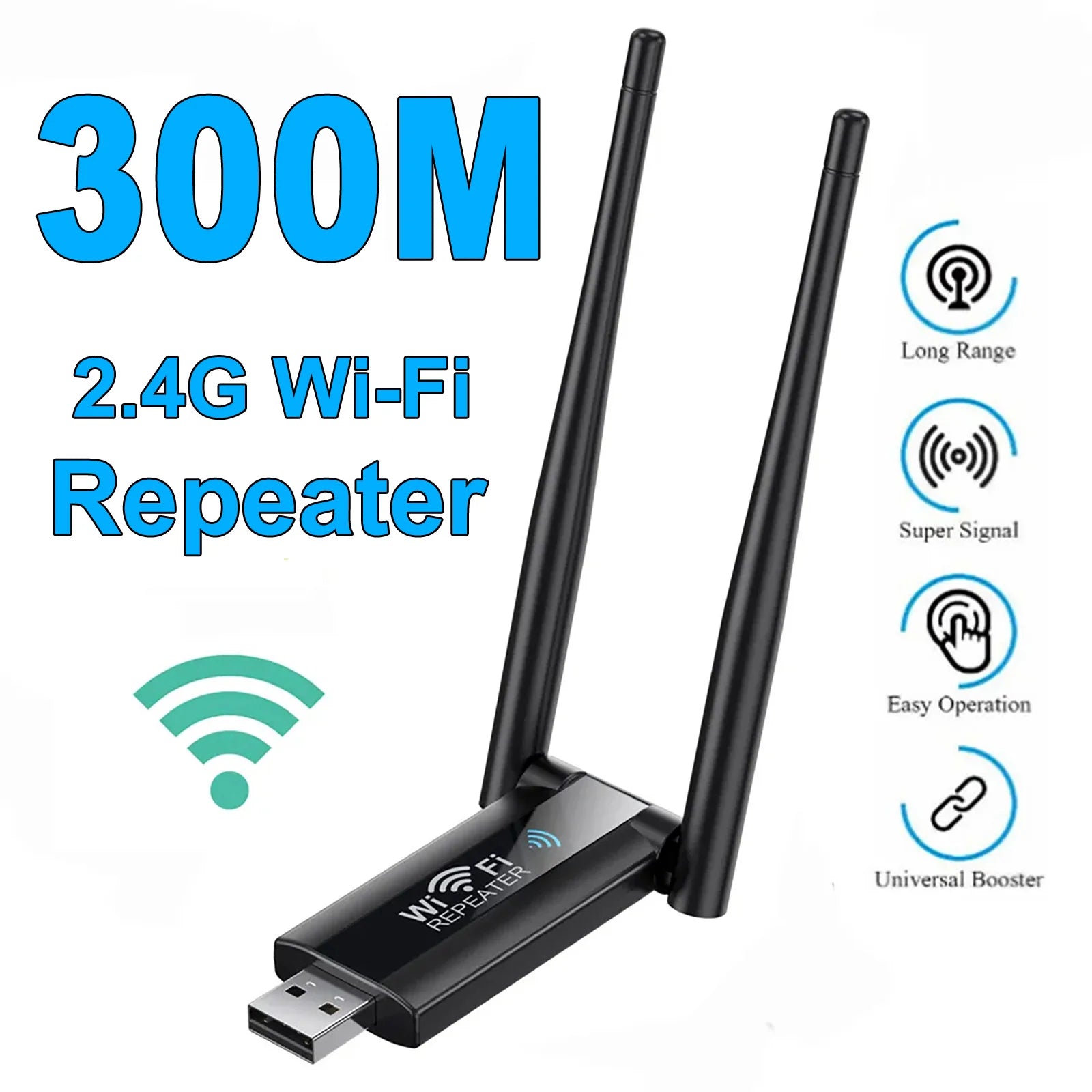 2.4G 300Mbps Wireless USB WiFi Repeater Extender WiFi Signal Amplifier Booster Long Range Wi-Fi Router Home Network Extension by S And B Enterprise