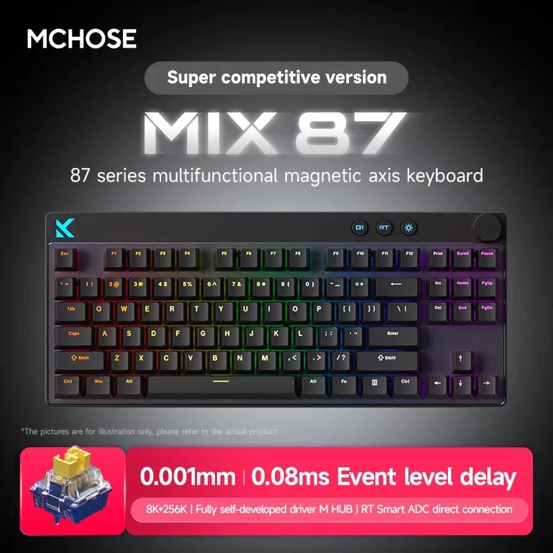 Mchose Mix87 Magnetic Swtich Keyboard Wired Gaming Keyboard 8K+256K Esport 0.08ms Low Latency E-Sports Custom Gamer Accessories by S And B Enterprise