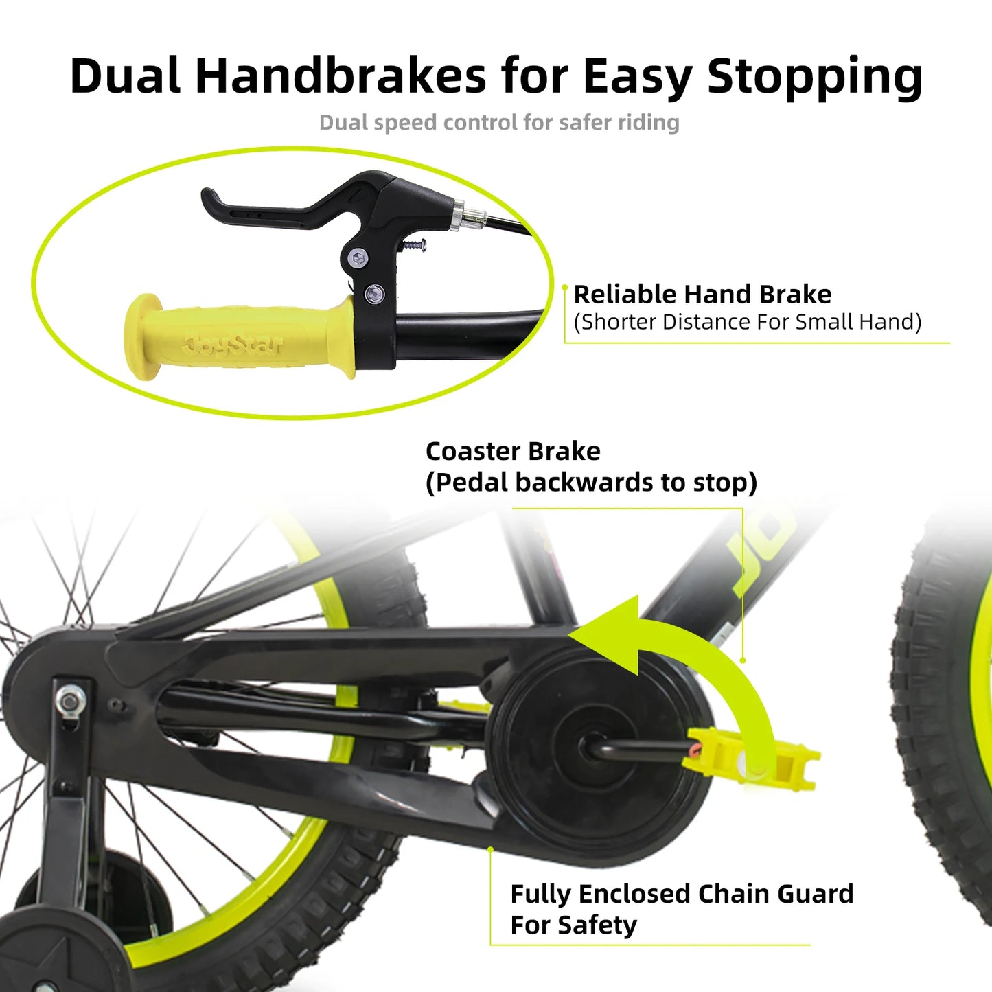 JOYSTAR Kids Mountain Bike With Training Wheels And Handbrake