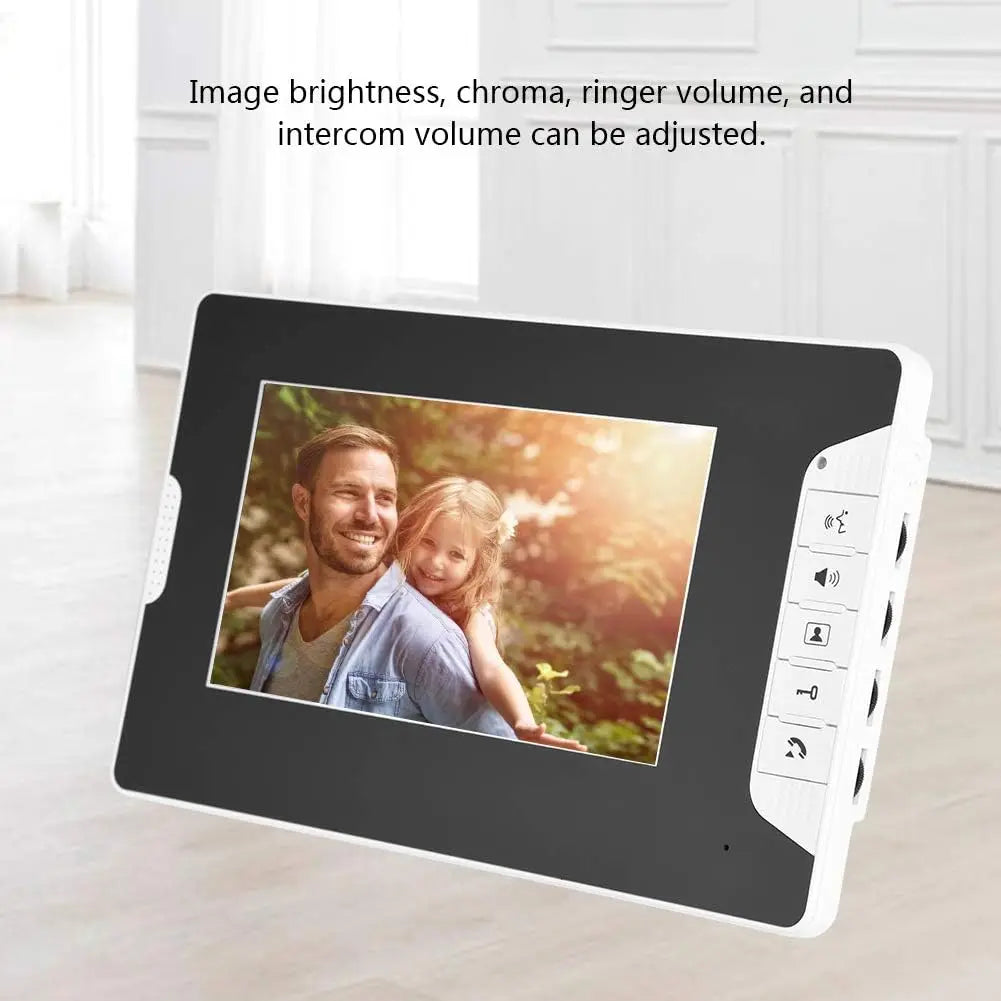 Video Intercom System 7-inch doorbell camera kit, waterproof, black front with white body, by S And B Enterprise