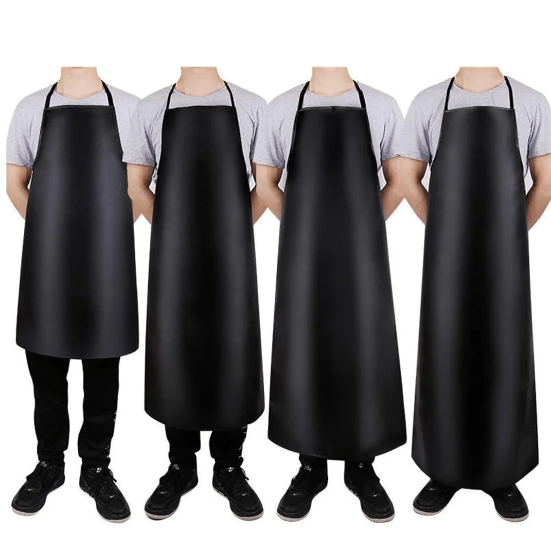PU leather heavy-duty waterproof dishwashing apron, 40-inch, black, set of four by S And B Enterprise
