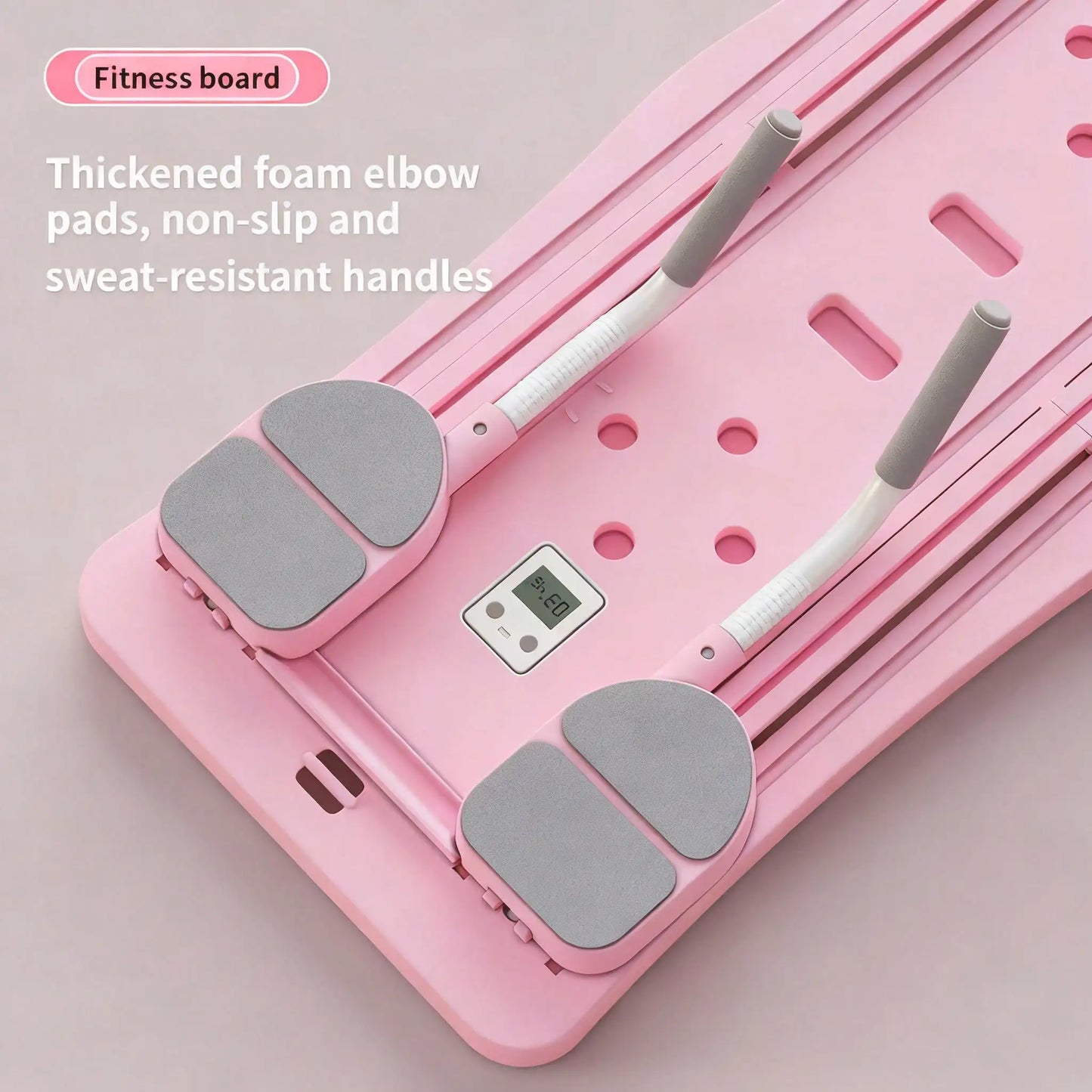 Pilates sliding board reformer pink with gray non-slip pads and handles by S And B Enterprise