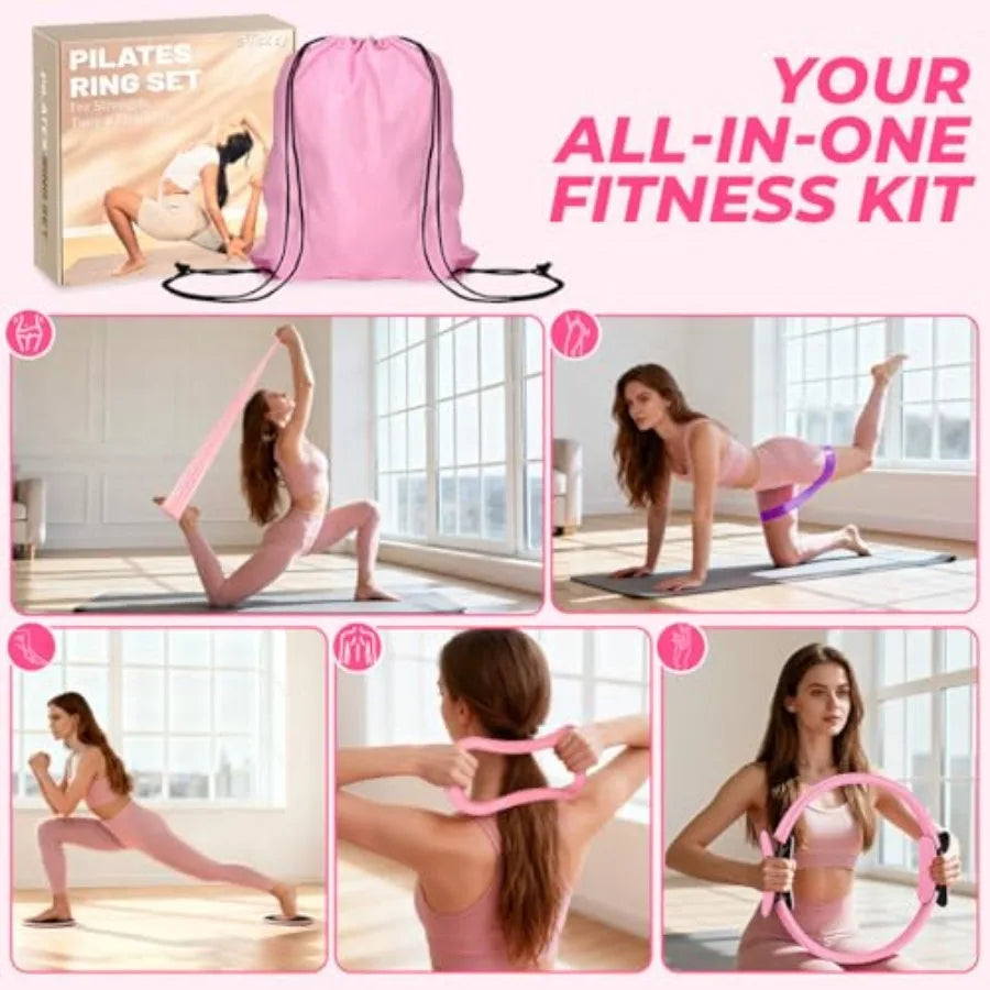 Pilates Ring Set for Women, Pilates Set with Magic Circle, Ball and Resistance Bands, Pilates Kit for Home Workout, Pilates Equ by S And B Enterprise