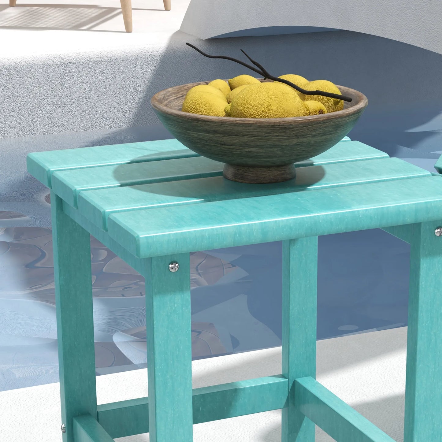 Patio Side Table, Outdoor Plastic End Table for Backyard Deck Lawn, Green by S And B Enterprise