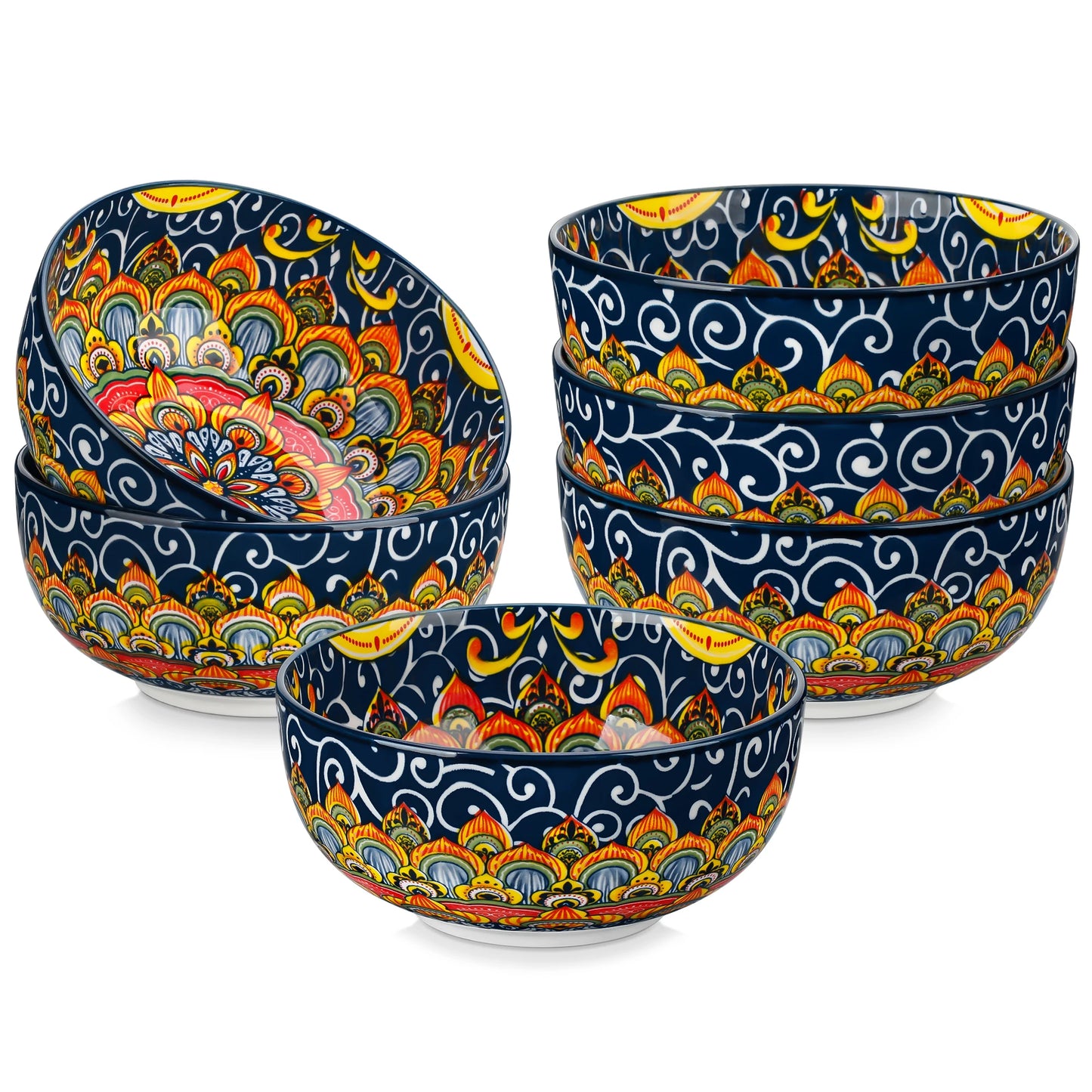 MALACASA Ceramic Bowls Set Bohemian Style Dinnerware