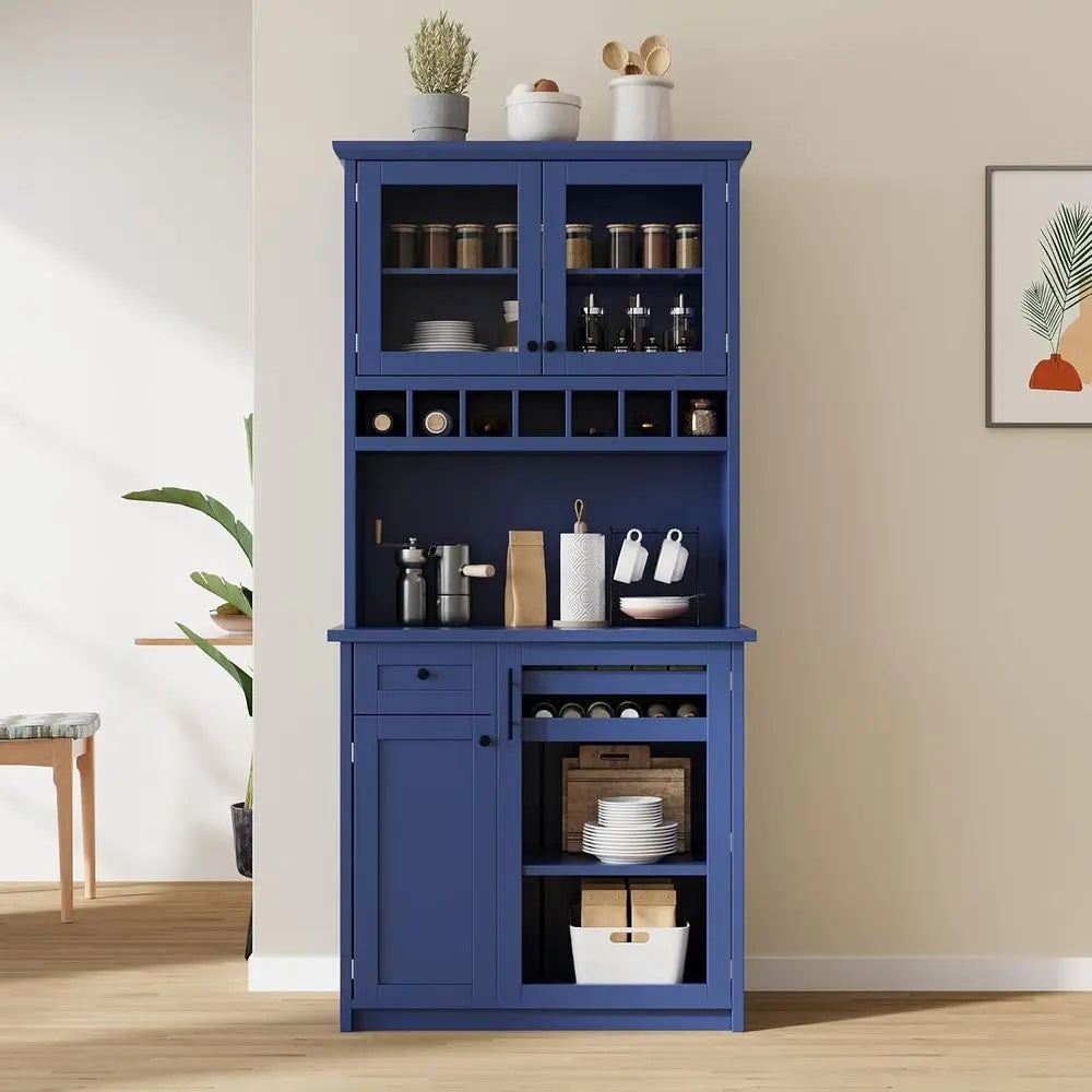 Kitchen Pantry Cabinet With Hutch And Wine Rack by S And B Enterprise