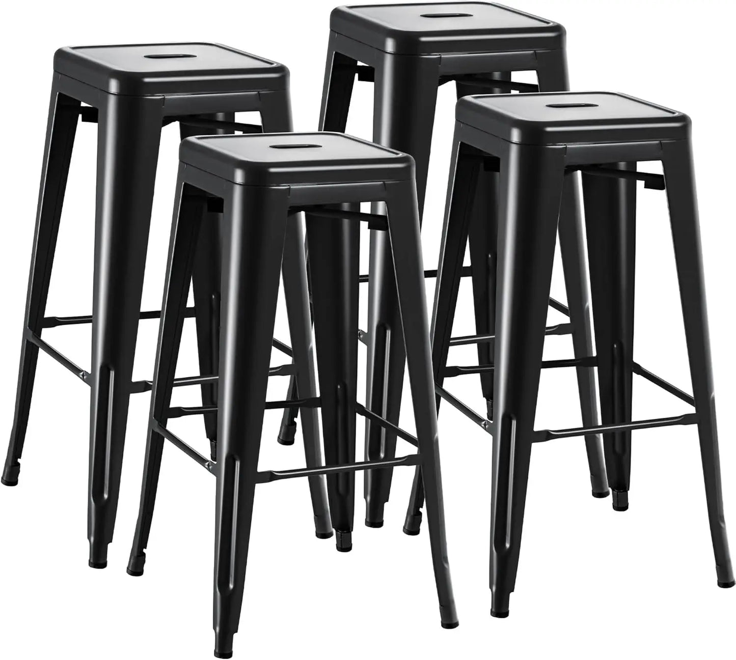 MOYU Metal Bar Stools Set of 4 Backless Industrial Stackable