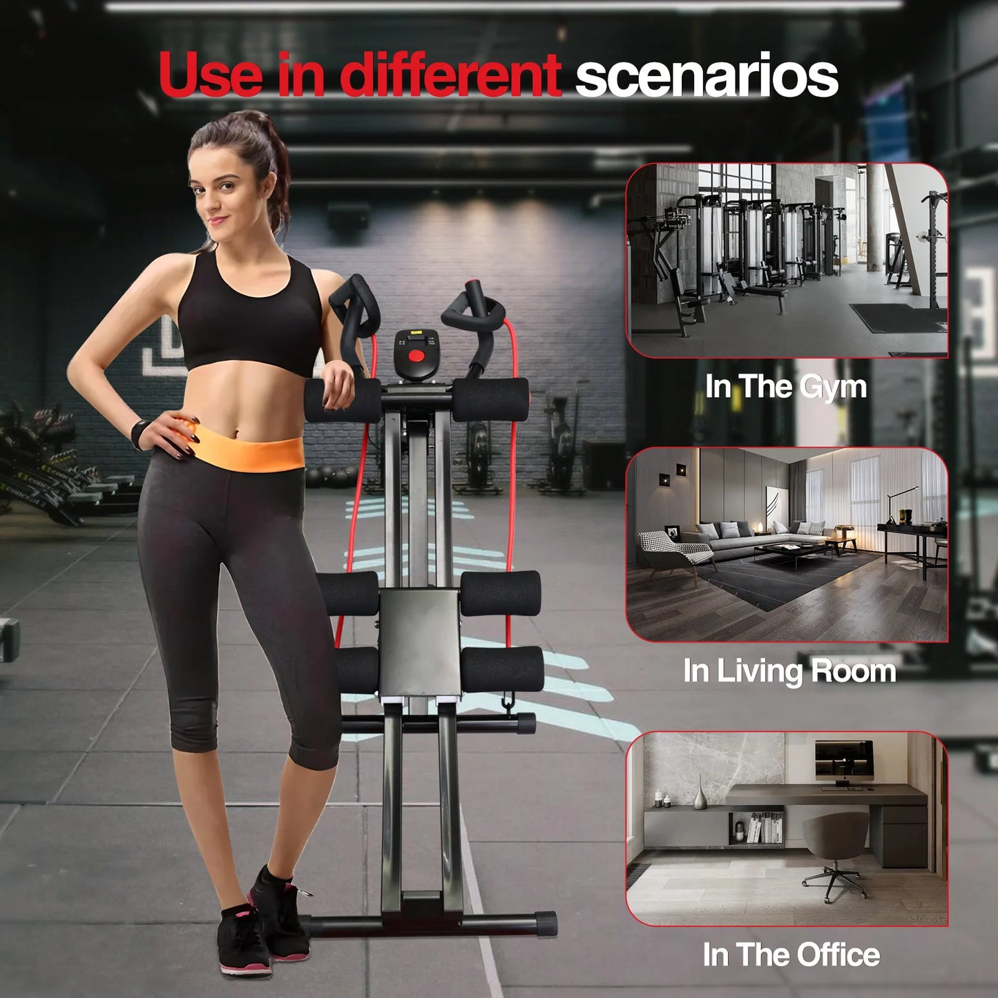 GIKPAL Foldable Ab Machine Ab Workout Equipment for Home Gym,Core & Abdominal Trainer Fitness Equipment Max 440lbs LCD Display by S And B Enterprise
