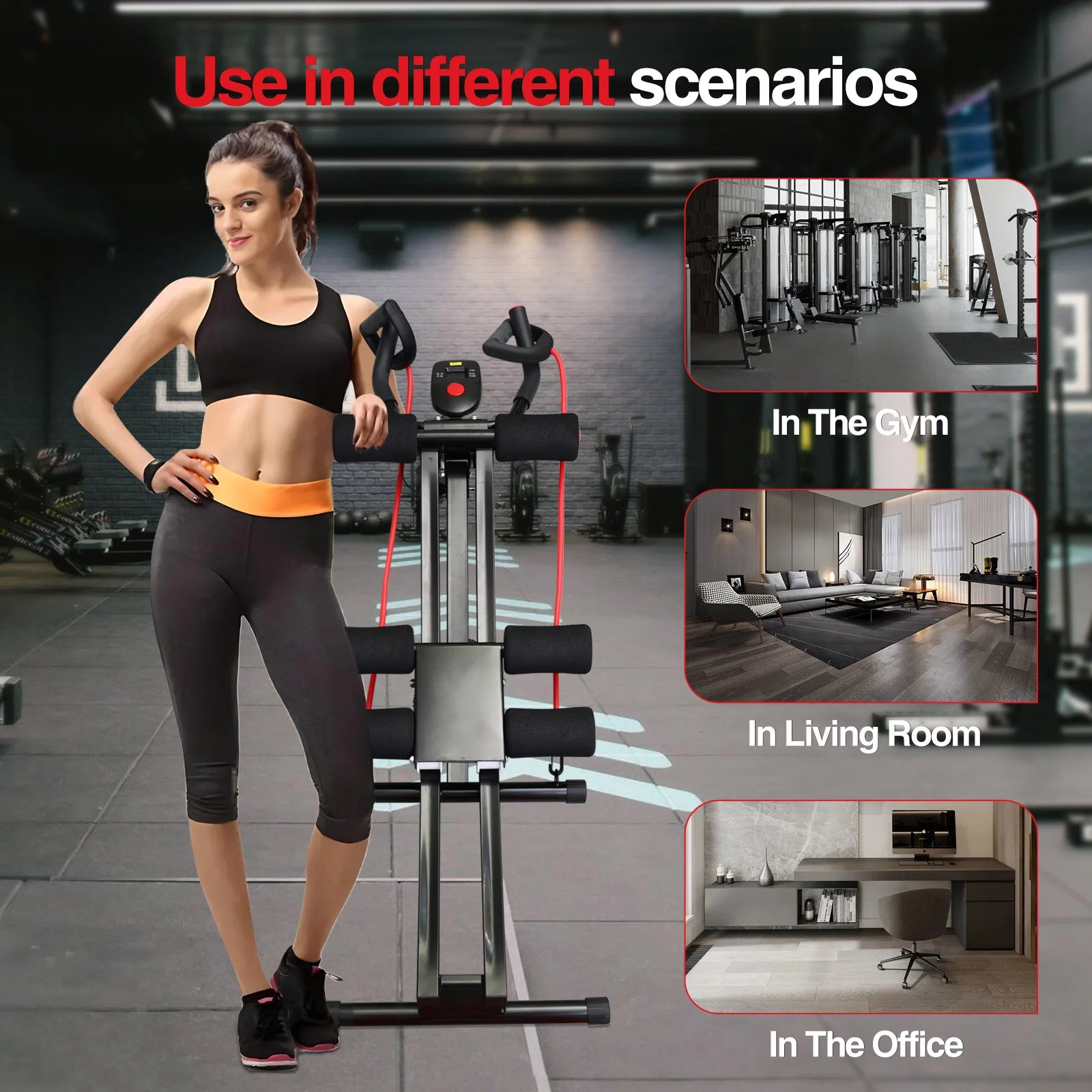 GIKPAL Foldable Ab Machine Ab Workout Equipment for Home Gym,Core & Abdominal Trainer Fitness Equipment Max 440lbs LCD Display by S And B Enterprise