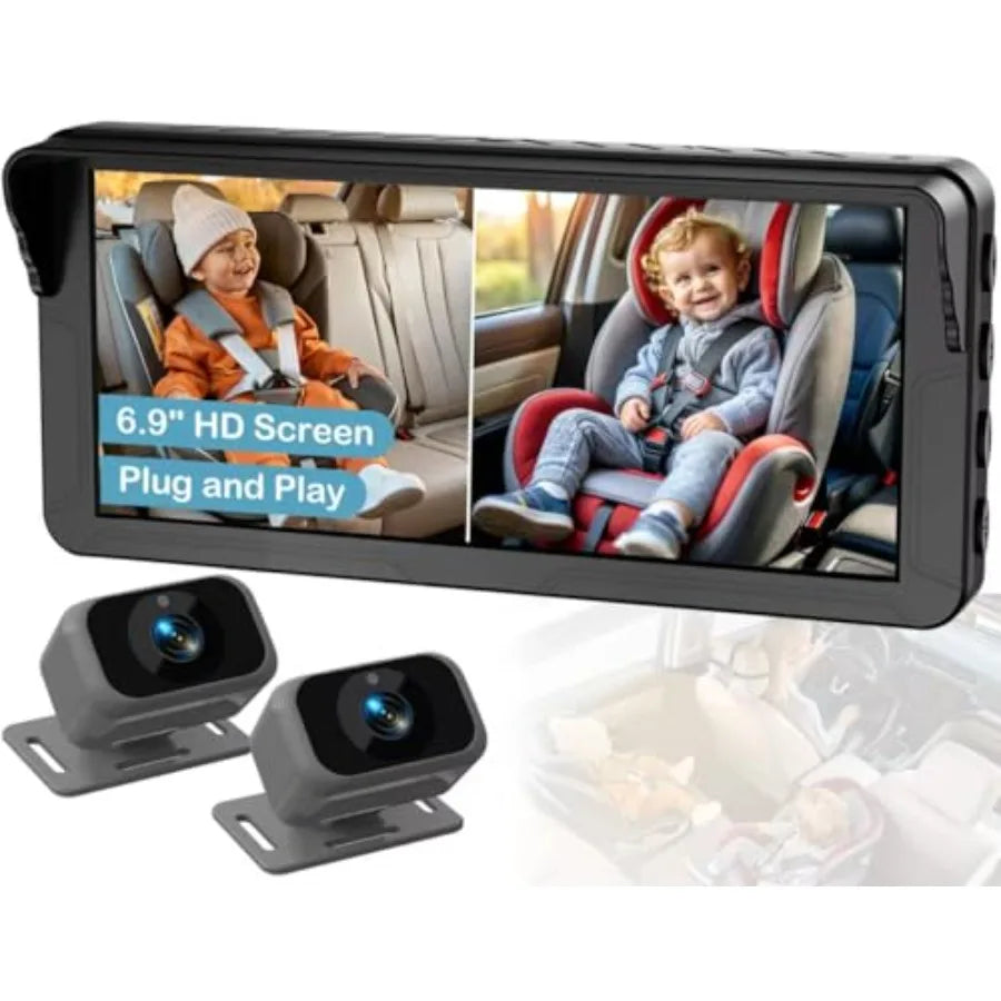 Baby Car Camera For Two Kids HD 1080P Dual Monitor by S And B Enterprise