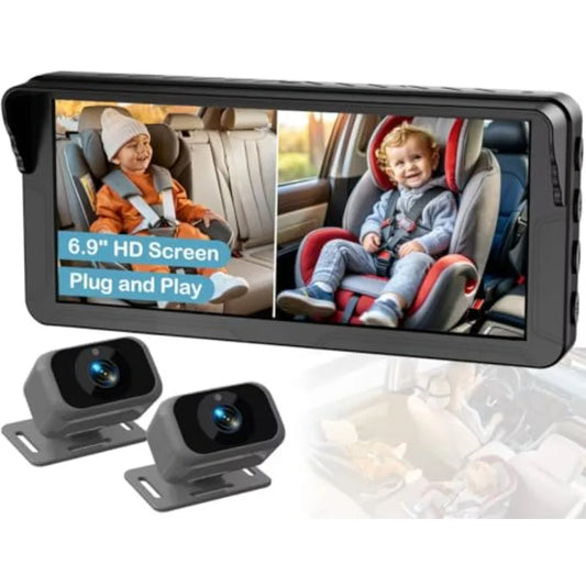 Baby Car Camera For Two Kids HD 1080P Dual Monitor by S And B Enterprise