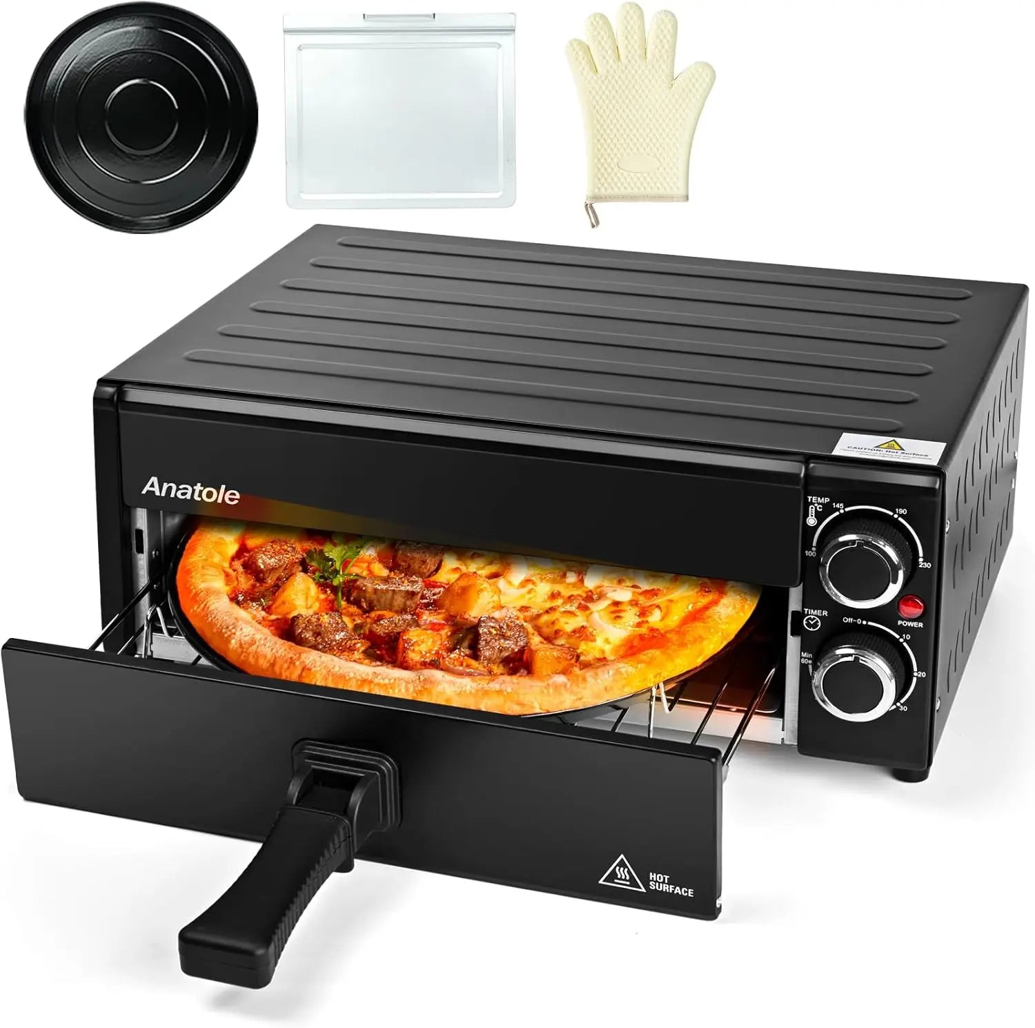 XMSJ Electric Pizza Oven 1800W Countertop With Adjustable Time Temperature by S And B Enterprise