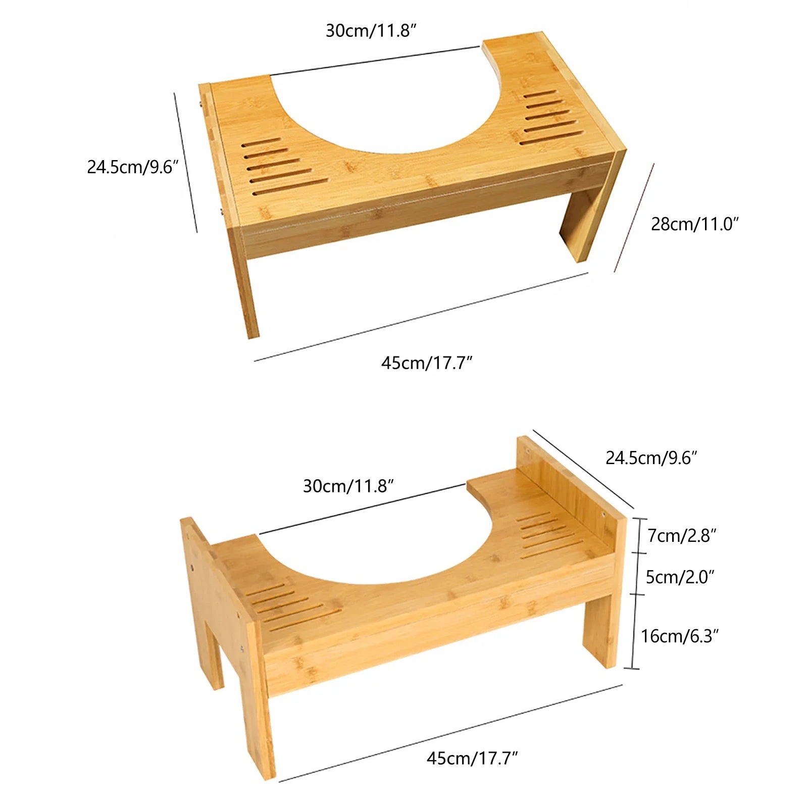 Adjustable Toilet Squatty Step Stool Bamboo Wood Bathroom Potty Aid Piles Relief 7-9 Inches by S And B Enterprise