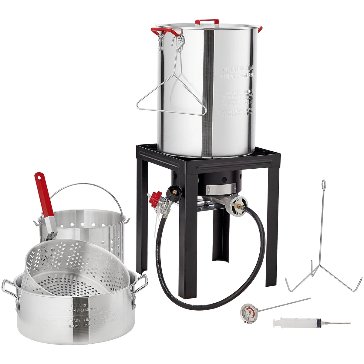 Turkey fryer propane burner kit; stainless 30 qt turkey pot and 10 qt fish boiler/steamer, S And B Enterprise