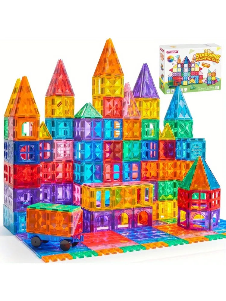 JOYFY 110/66/50 PCS Magnetic Building Tile 3D Magnet Tiles with Vehicle Construction Blocks Set for Kids Birthday Chirstmas Gift by S And B Enterprise