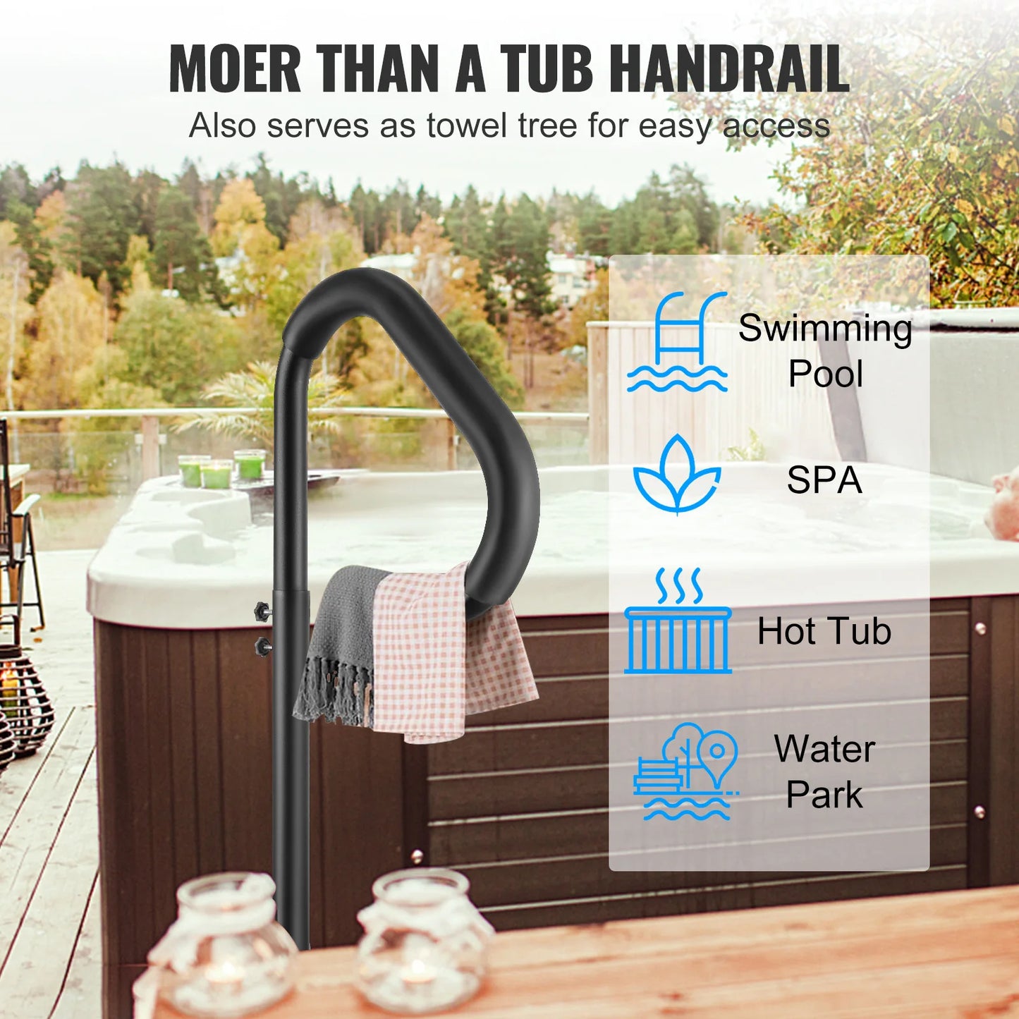Adjustable 360 Rotating Spa Hand Rail With Slide Under Mount Base