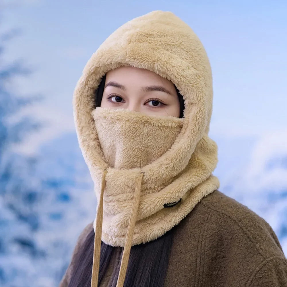 Unisex Winter Thermal Balaclava Ski Mask With Drawstring Windproof