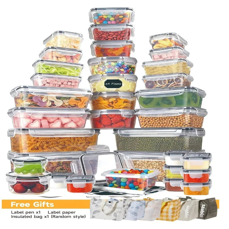 S And B Enterprise 48-piece BPA-free food storage set with clear containers and airtight lids