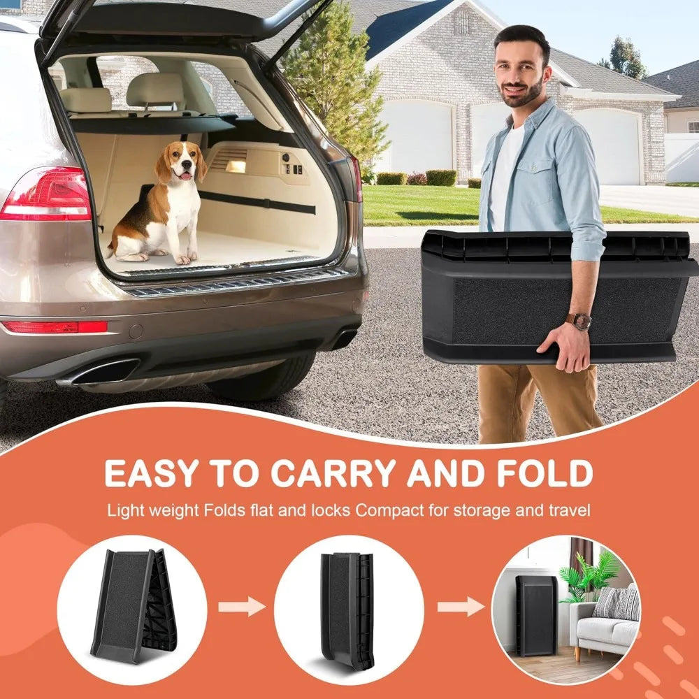 Folding dog ramp for cars and SUVs, 62-inch, non-slip with raised side rails by S And B Enterprise