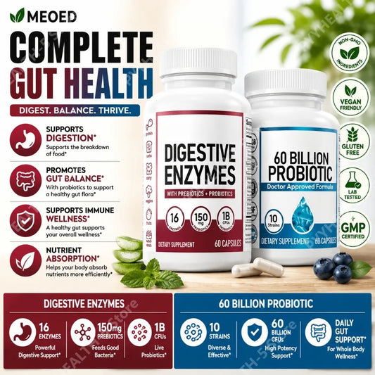60 Billion CFU Probiotic Capsules by S And B Enterprise; 60-count bottle with 10 strains and organic prebiotic fiber