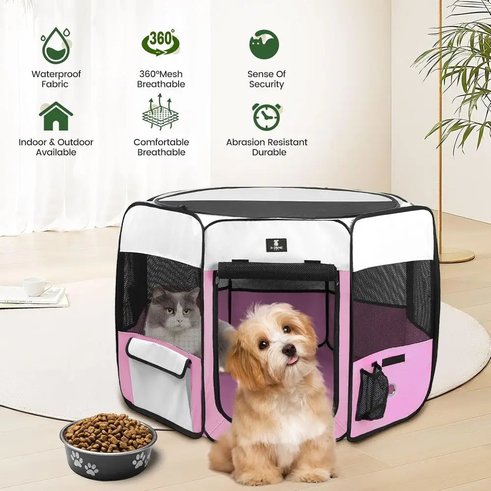 Portable Pet Playpen Foldable Exercise Pen For Dogs Cats Indoor Outdoor by S And B Enterprise