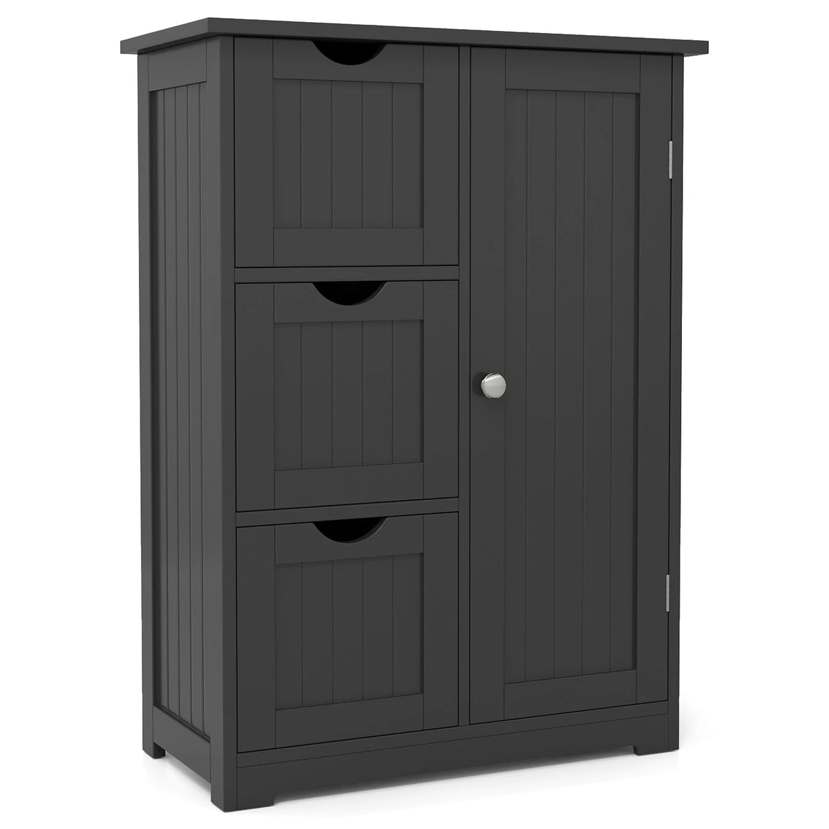 Bathroom floor cabinet with 3 drawers and a right-side cupboard in black by S And B Enterprise