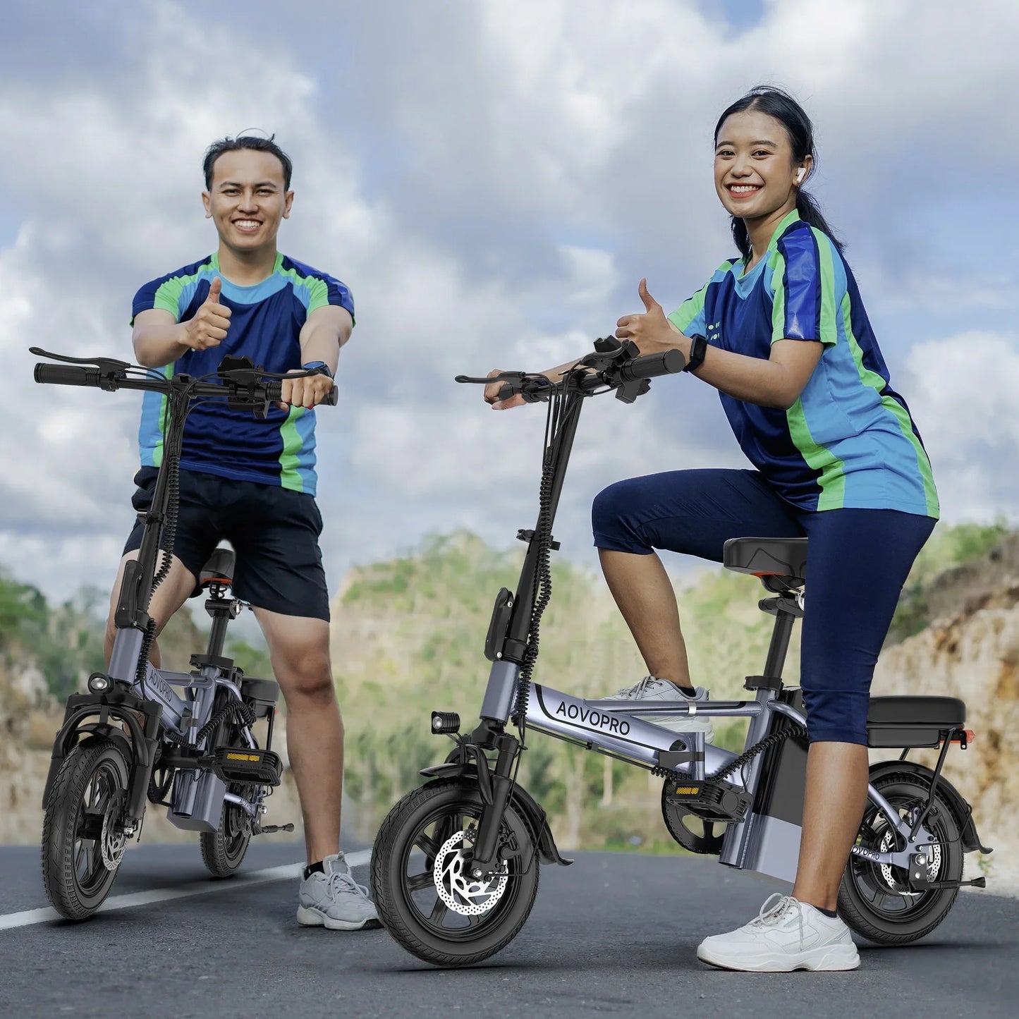 AOVOPRO EB60 Foldable Electric Bike Two Seats 500W 48V