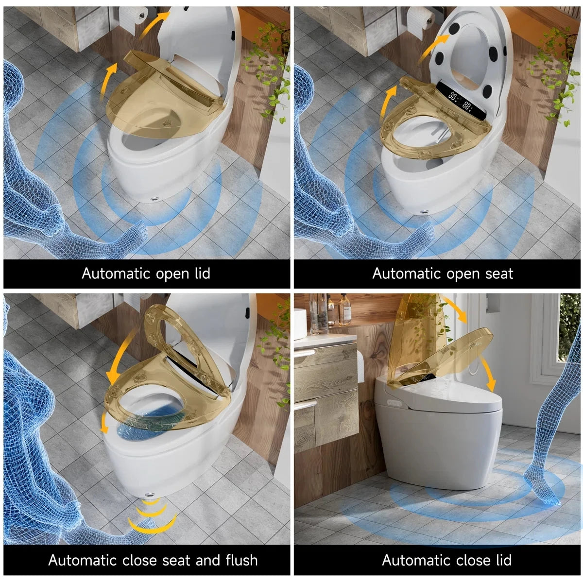 Smart Toilet With Tankless Bidet Wash And Auto Open Lid Dual Flush by S And B Enterprise