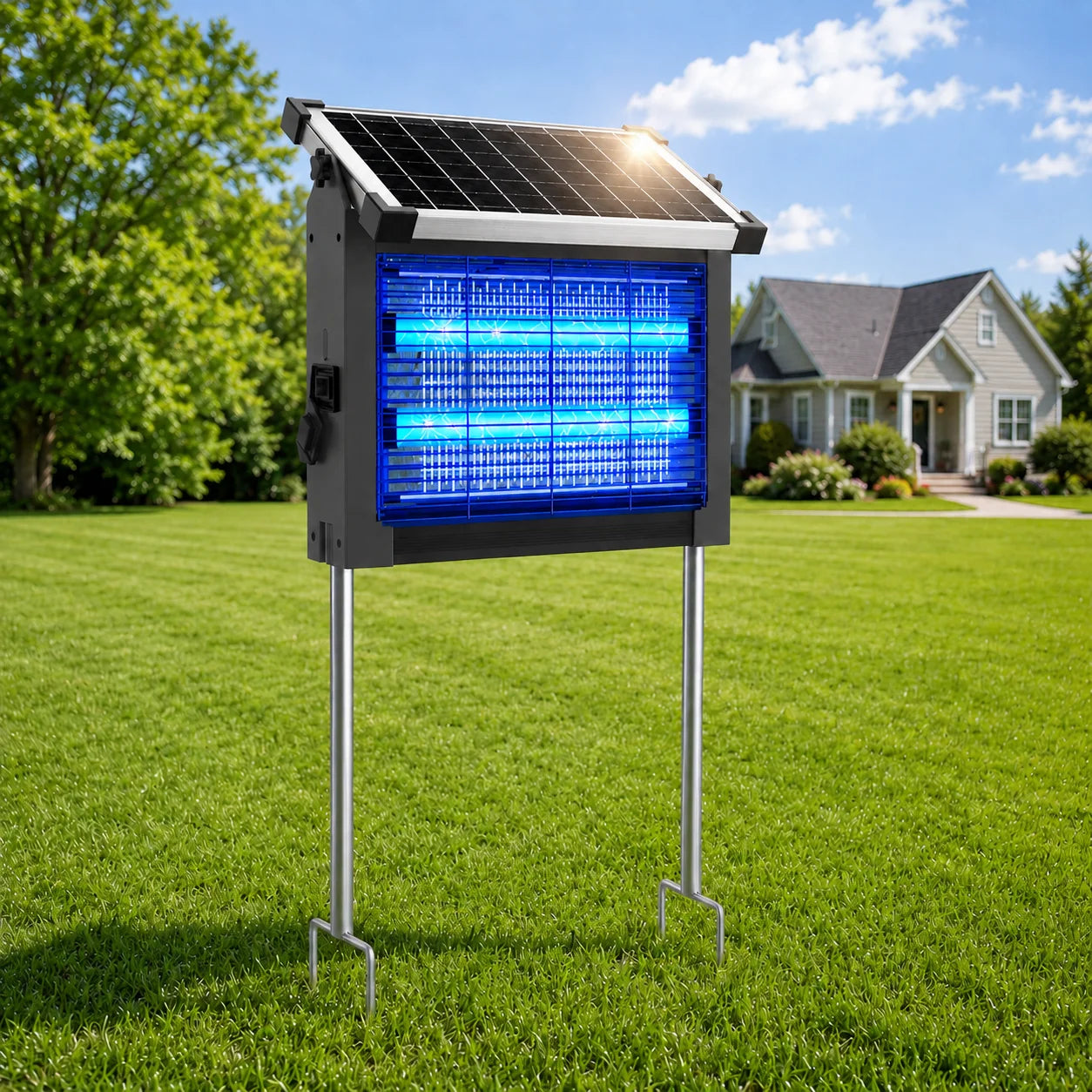 Solar Outdoor Mosquito Zapper 4500V Panel Sensor Waterproof by S And B Enterprise