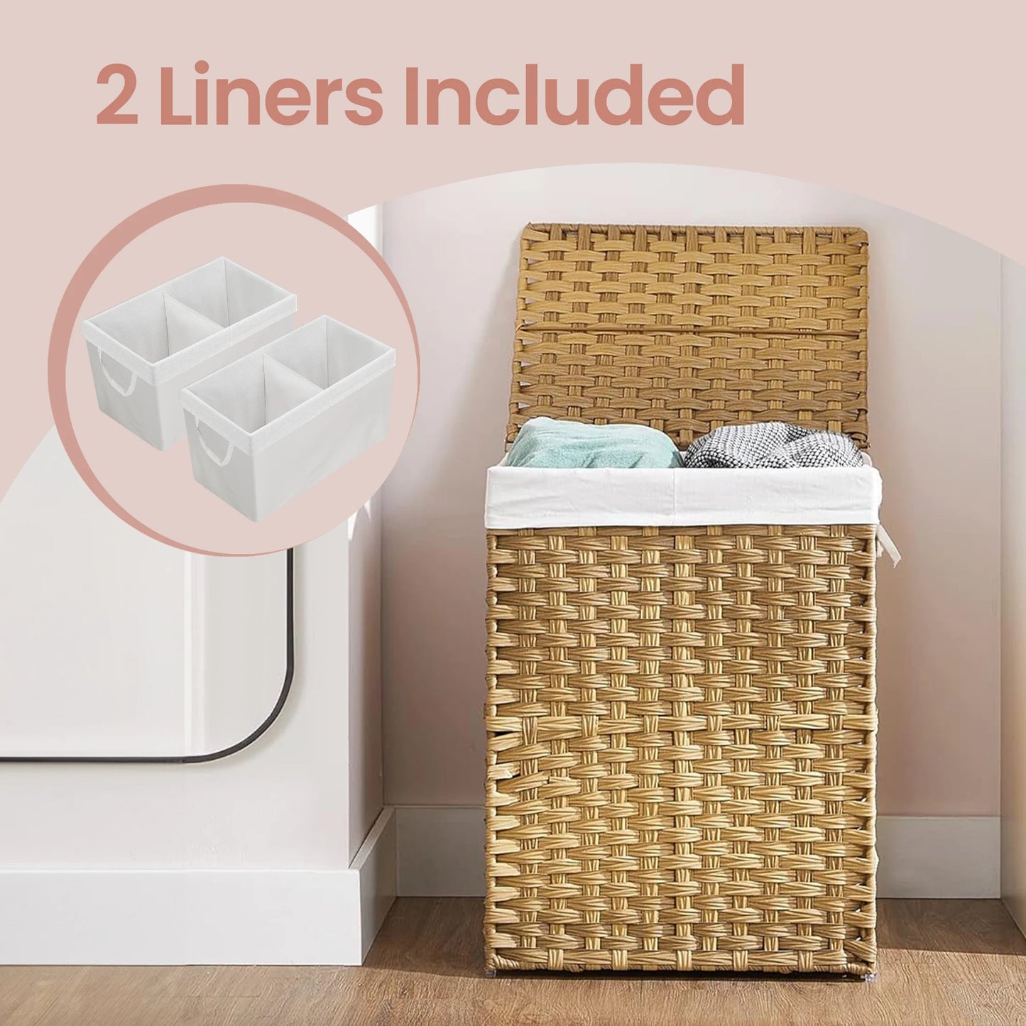 SONGMICS Laundry Hamper With Lid And Removable Liners