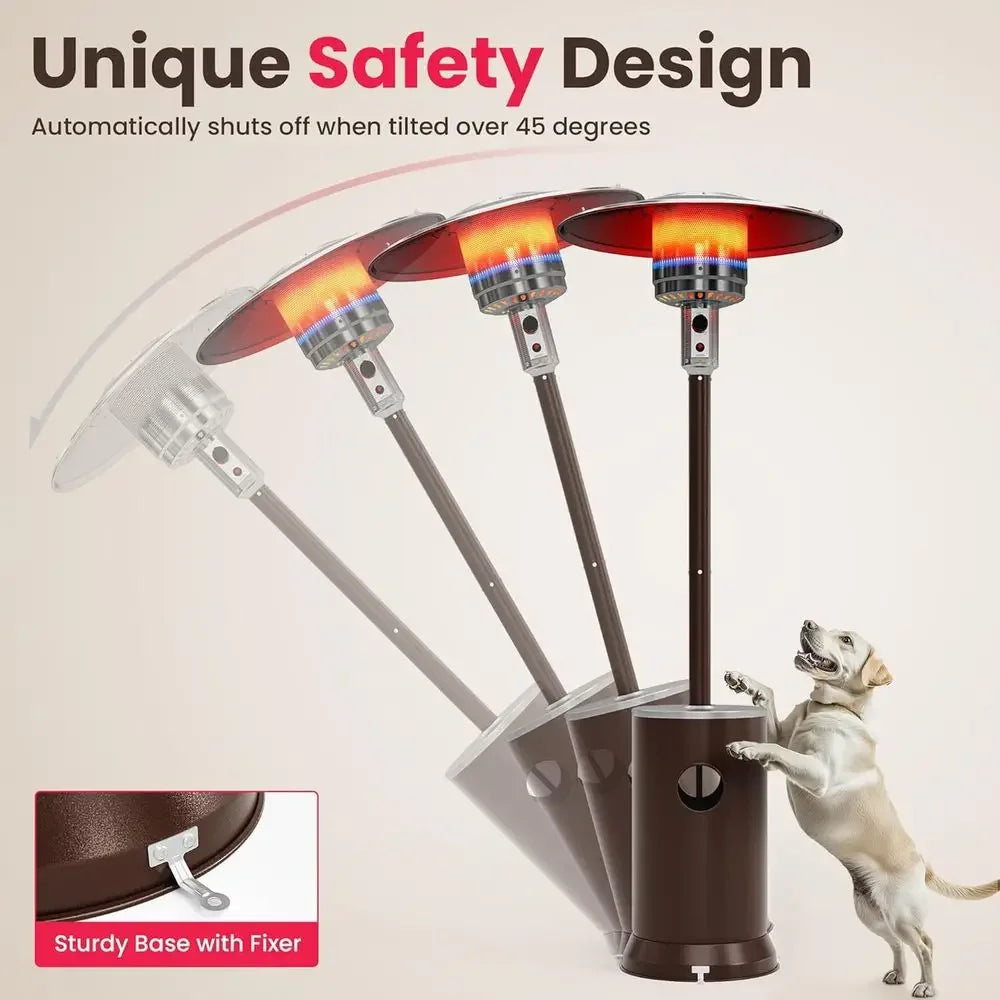 Dual-Purpose Outdoor Propane Patio Heater With Weather-Resistant Cover