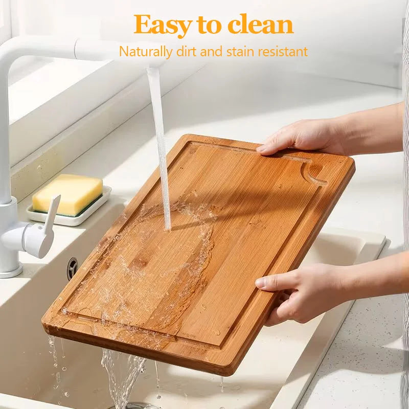 Bamboo Cutting Boards 3-Piece Set (S/M/L) with Juice Grooves & Non-Slip Handles, Durable Chopping Boards & Serving Trays by S And B Enterprise