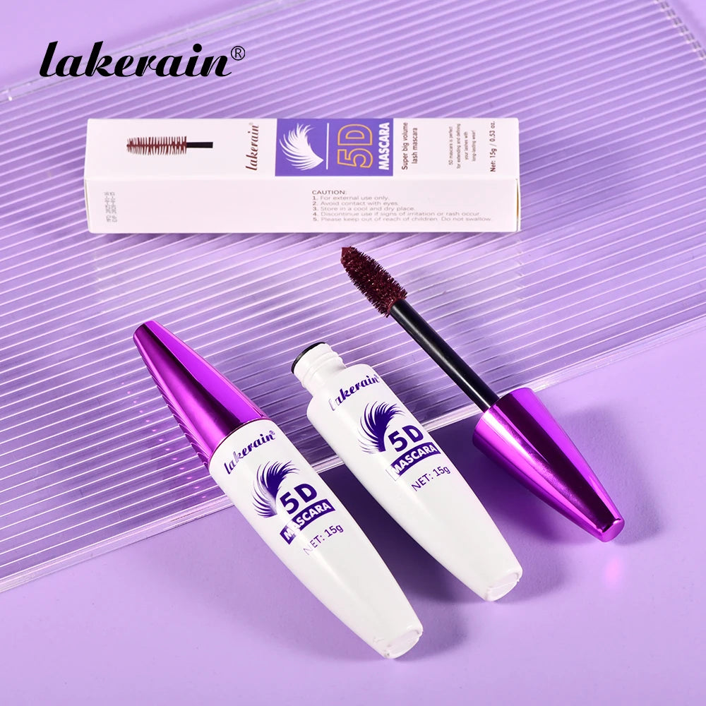 Lakerain 5D Mascara Eyelashes Waterproof Nourishing Smudge-Proof Lengthening Long-Lasting Intense Black Mascara Eye Makeup by S And B Enterprise