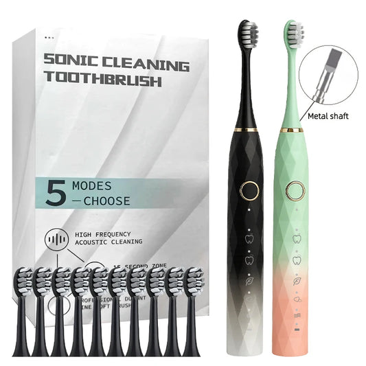 Electric Toothbrush Rotary With Timer Waterproof USB Rechargeable 10 Heads by S And B Enterprise