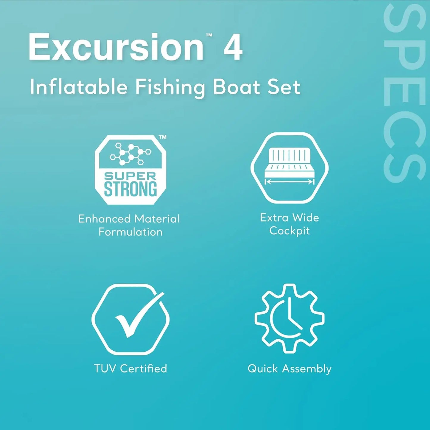 Inflatable Boat Set With Adjustable Seats Fishing Rod Holders Oars