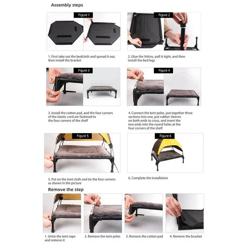 Outdoor Elevated Dog Bed With Foldable Removable Canopy Shade Tent by S And B Enterprise
