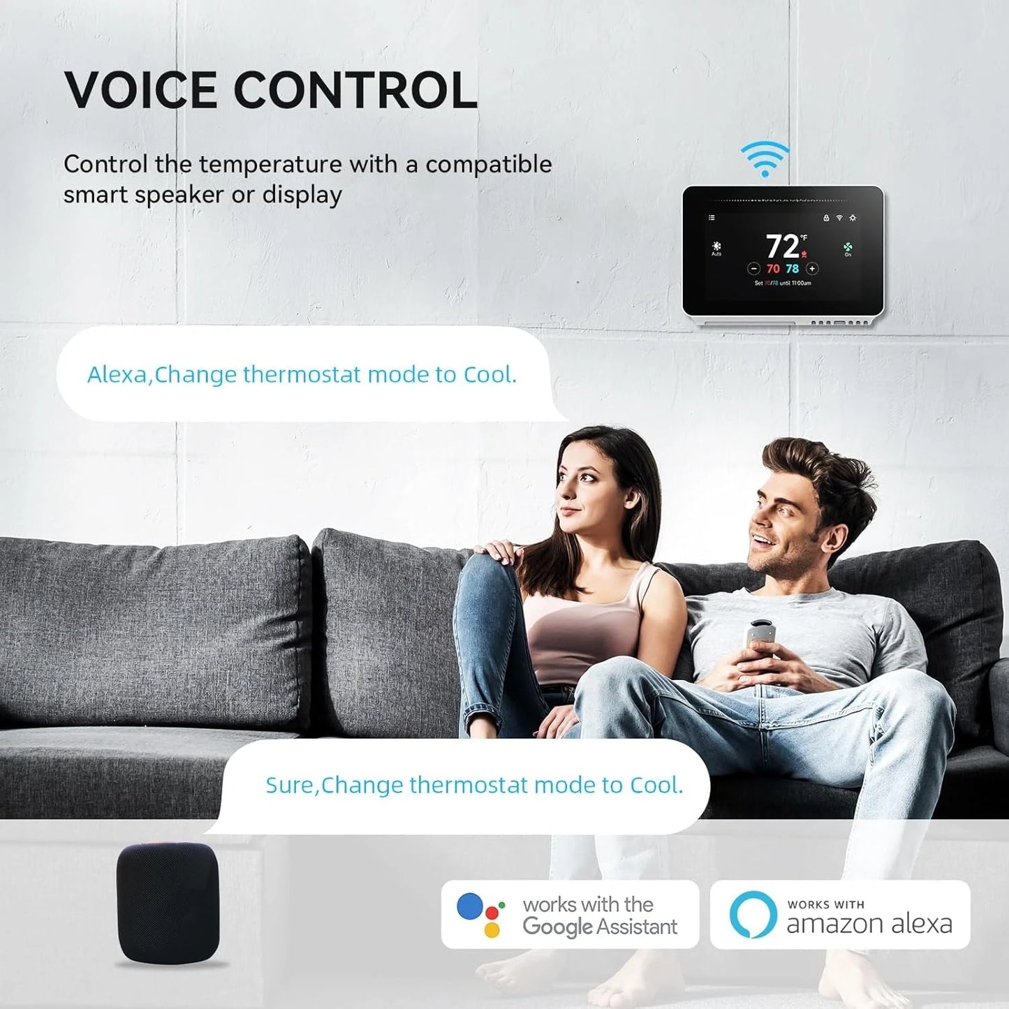 Programmable WiFi Thermostat For Home AC And Heating With App Control
