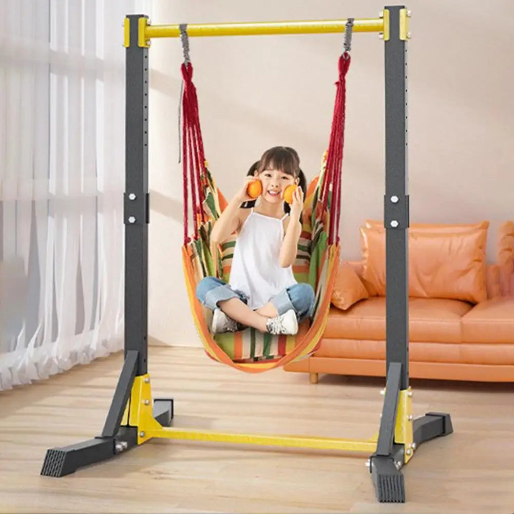Pull Up Station for Home Gym by S And B Enterprise; freestanding gray frame with yellow crossbar, 400LBS.