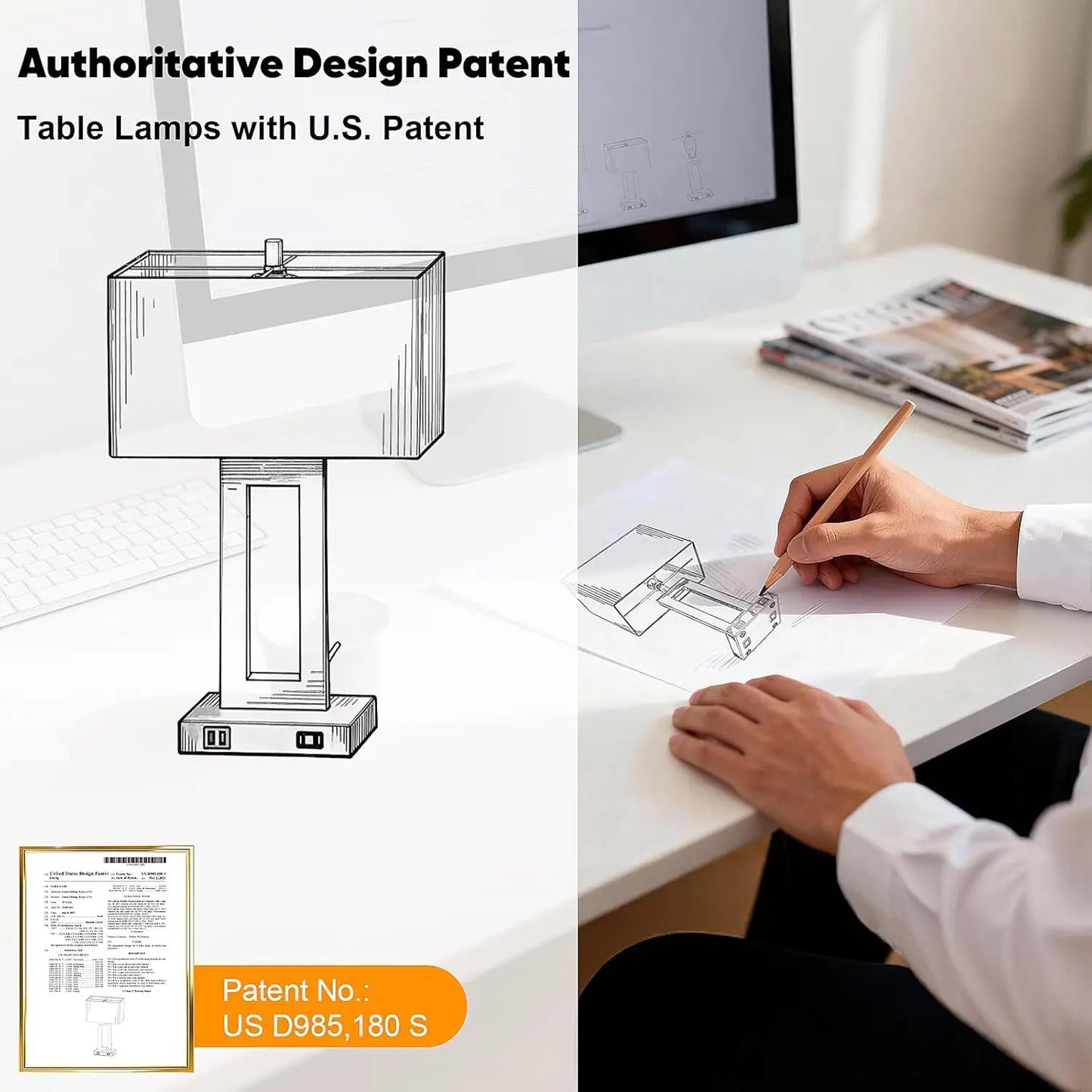 2 Pack Touch Control Table Lamp With USB Ports Dimmable Nightstand