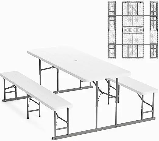 Folding Picnic Table and Bench Set Portable Outdoor Dining Furniture