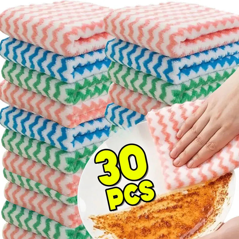 10/40PCS Super Absorbent Dishcloths Coral Fleece Cleaning Cloths Thickened Kitchen Washing Dish Rags Glass Windows Wipe Towels by S And B Enterprise