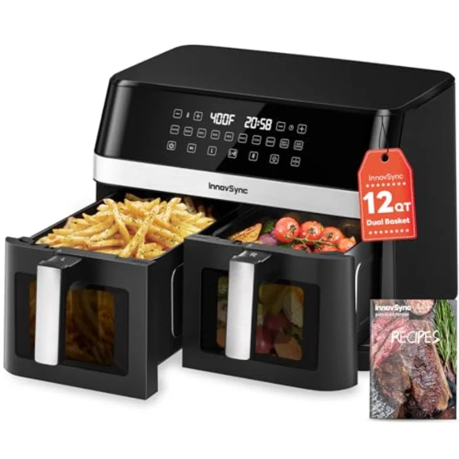 Dual Zone Kitchen Air Fryer 12QT 10-In-1 Functions Touchscreen by S And B Enterprise