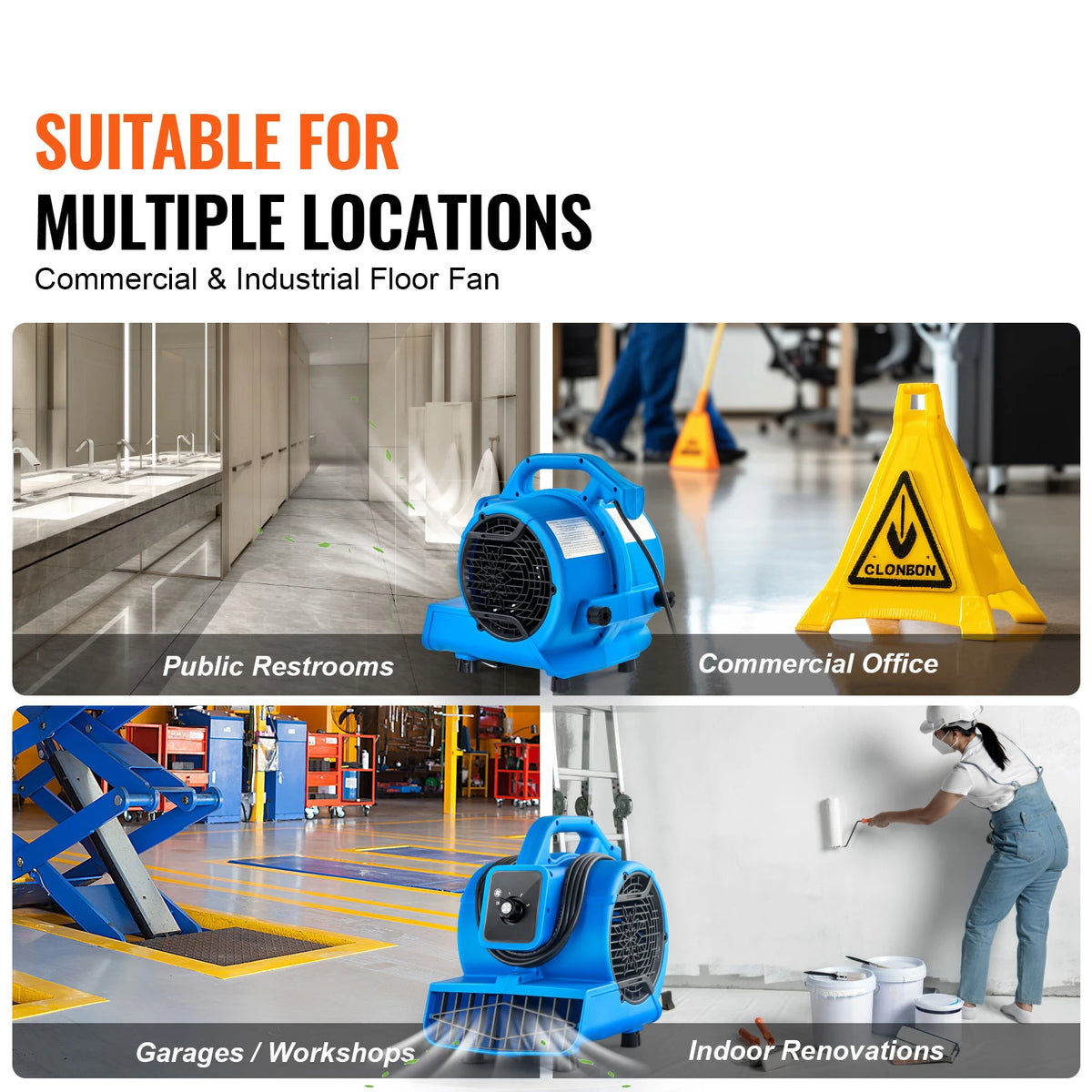 SucceBuy Floor Blower 1360 RPM 600 CFM Air Mover for Drying and Cooling Portable Dryer for Janitorial Home Plumbing Commercial