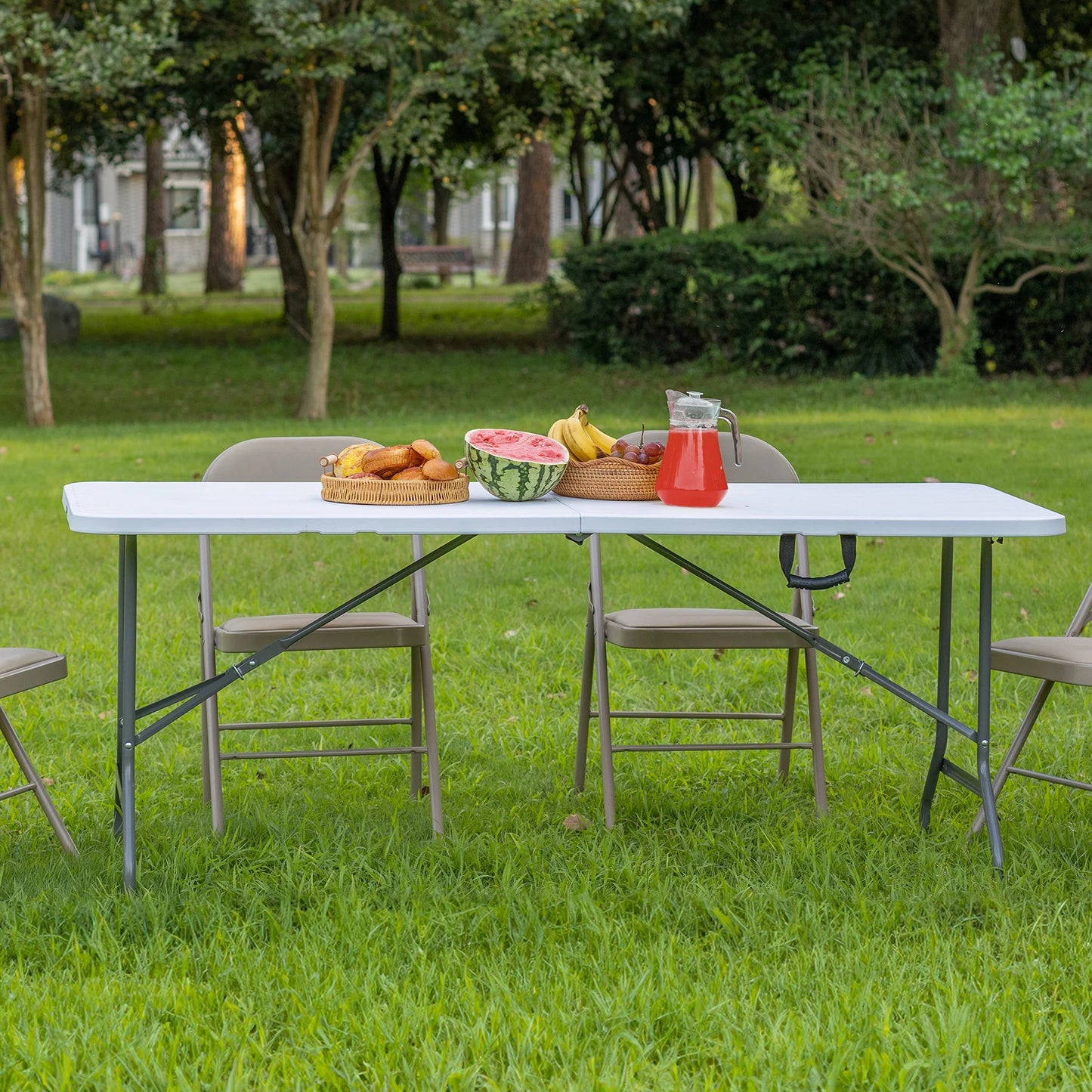 JHK Plastic Portable Folding Table With Carrying Handle Safety Lock