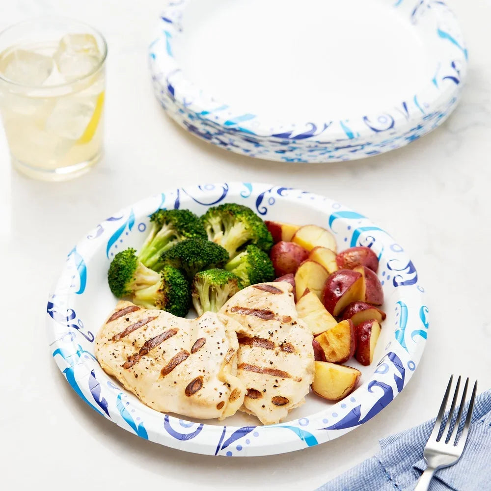 Everyday Disposable Paper Plates Soak Proof Microwave Safe